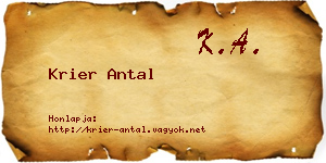 Krier Antal névjegykártya